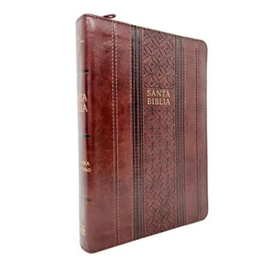 Custom RVR 1960 Biblia Letra Grande Tamano Manual, Edicion Limitada 2024, Marron Simil Piel Con Cierre E Indice