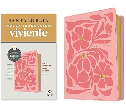 Biblia Ultrafina NTV, Letra Grande Con Filament Sentipiel, Flores Rosa