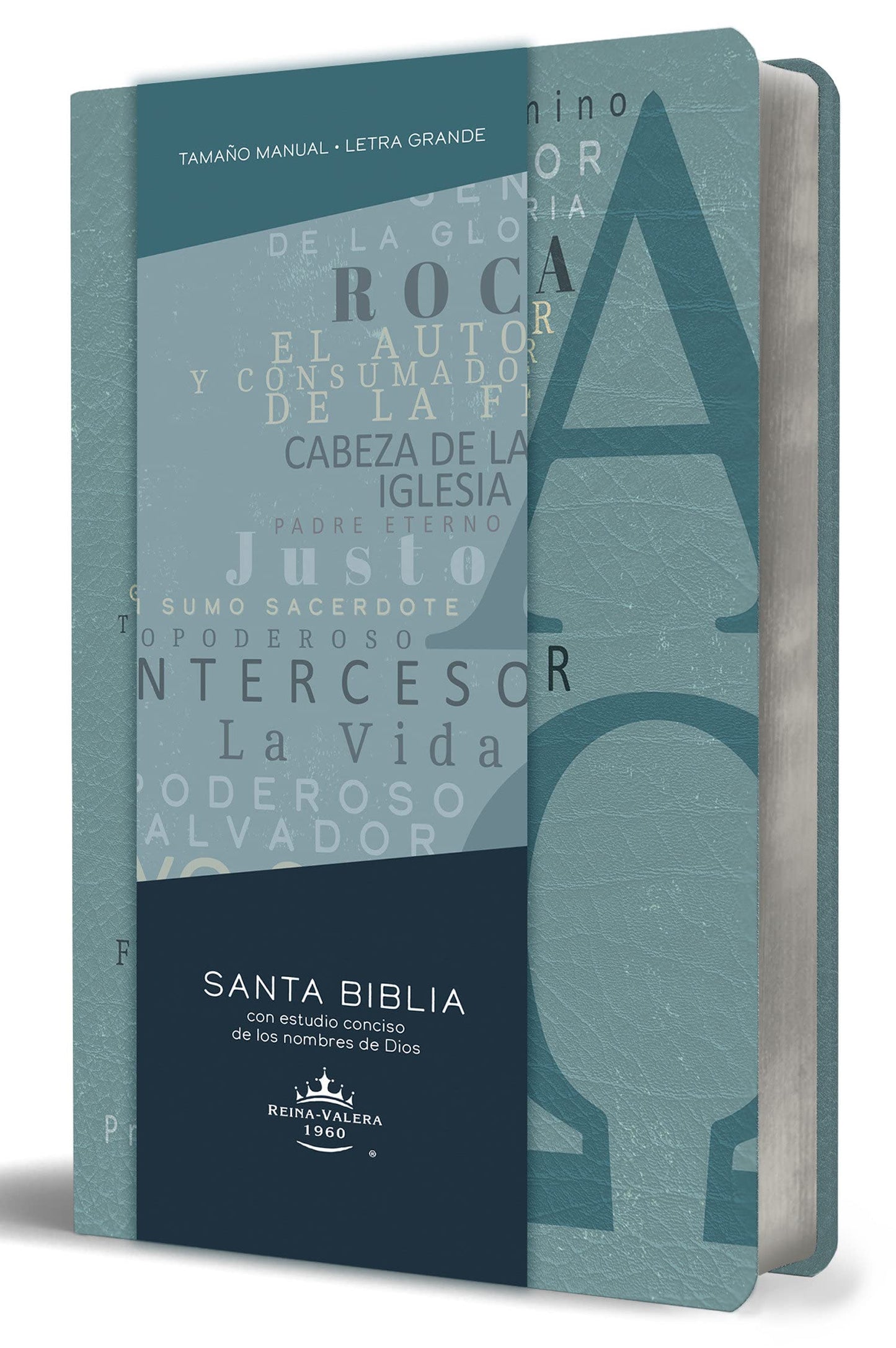 Biblia Letra Grande Tamaño Manual, Simil Piel Azul, Alpha Omega, Con Nombres De Dios, RVR 1960