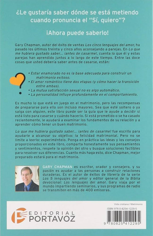 Libro, Lo que me hubiera gustado saber antes de casarme - Gary Chapman