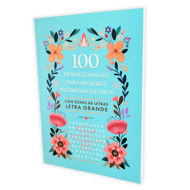 Libro 100 devocionales para mujeres. Promesas de Dios con sopa de letras