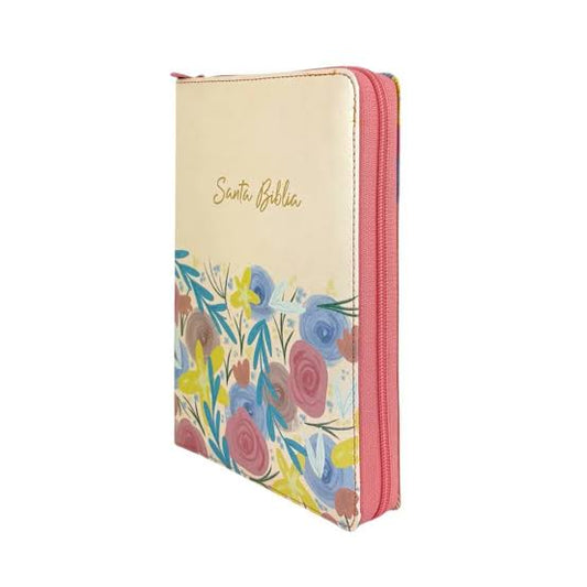 Biblia Manual L.G, Beige Flores, Cierre Indice, RVR60