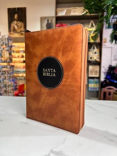 Biblia RVR1960 letra gigante tamaño manual, caoba/negro
