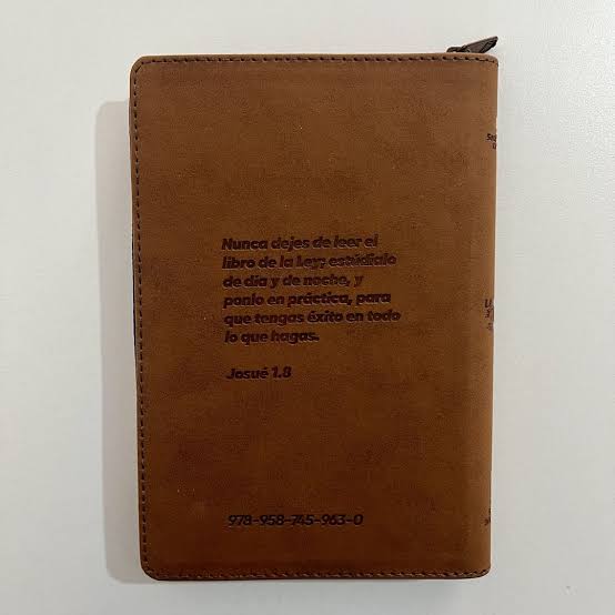 Biblia, Color Cafe, Canto Plateado, Simil Piel, Letra Grande, Tla