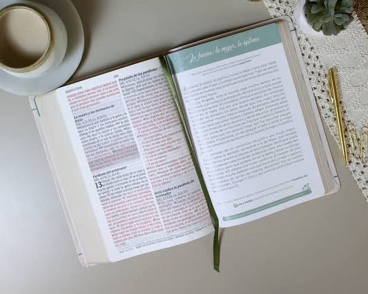 Biblia, Promesa Virtuosa, Letra gigante, Piel especial, Color Crema, RV60