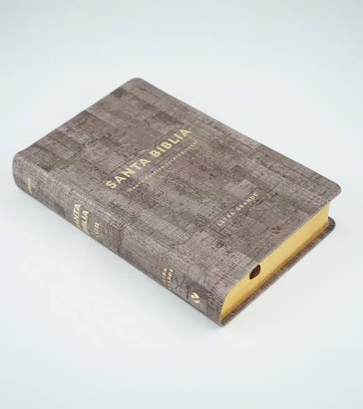 Biblia Letra Grande, Tamaño Manual, Cuero Ecológico De Madera - Nvi