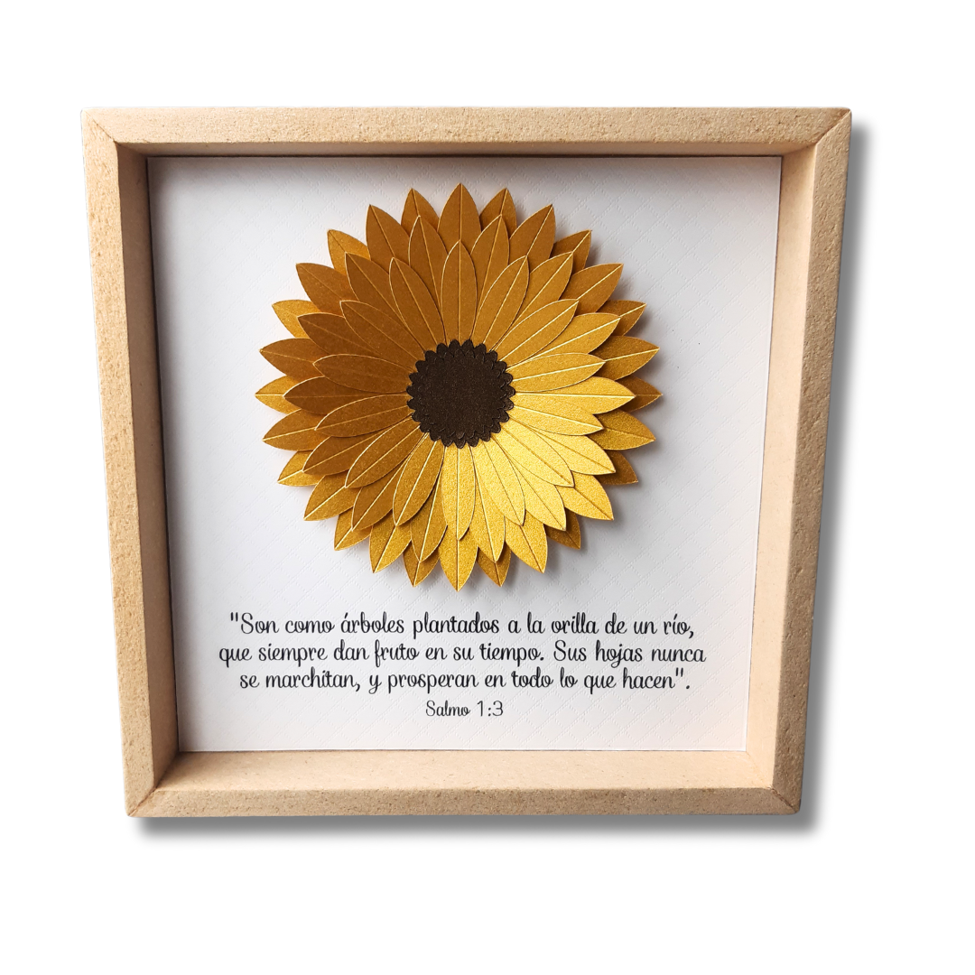 Cuadro Girasol + Caballete En Madera