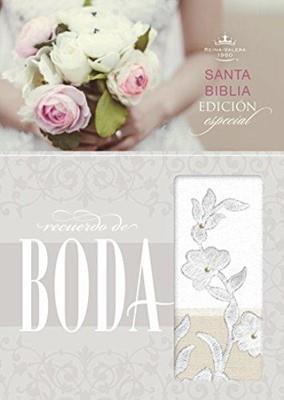 Biblia Recuerdo De Boda, Blanco, Encaje Símil, RVR 1960