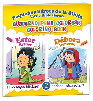 Libro Pequeños Héroes De La Biblia Ester Y Débora, Cuaderno Para Colorear