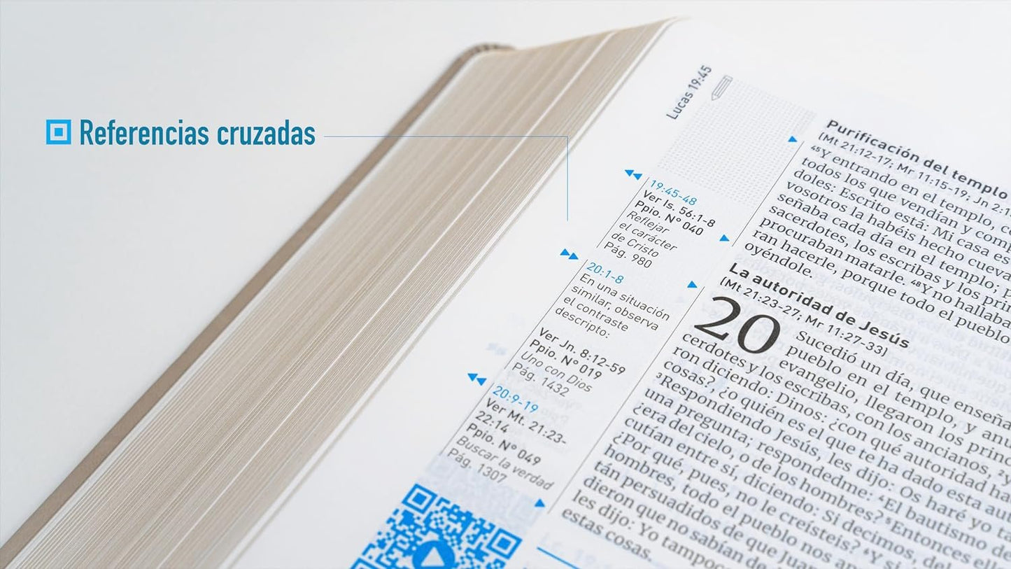 Biblia Principios para Vivir – Biblia Español con Códigos QR y Videos - Biblia de Estudio: Símil Piel Arena, NTV