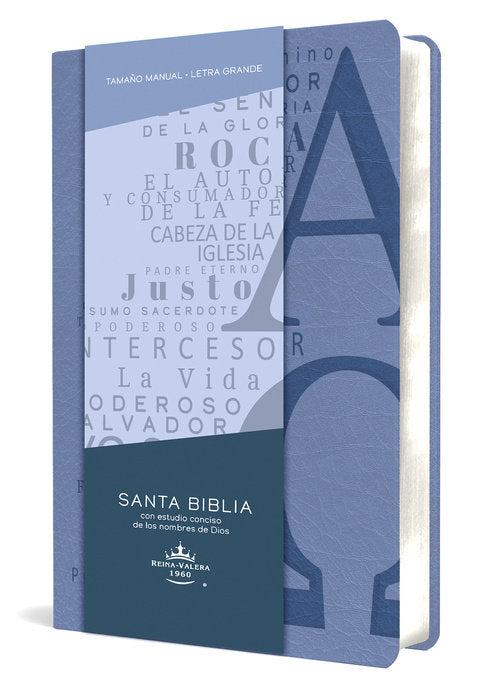 Biblia  Letra Grande Tamaño Manual, Simil Piel Azul Celeste, Alpha Omega, Con Nombres De Dios