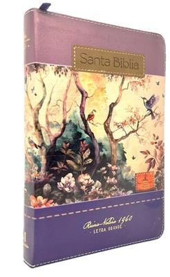 Biblia para Mujeres Bosque Floral, Letra Grande, 12 puntos, Con índice y Cierre, Senti Piel Lila, RVR 1960