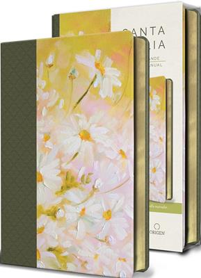 Biblia Reina Valera 1960 Letra Grande. Piel Verde Con Flores