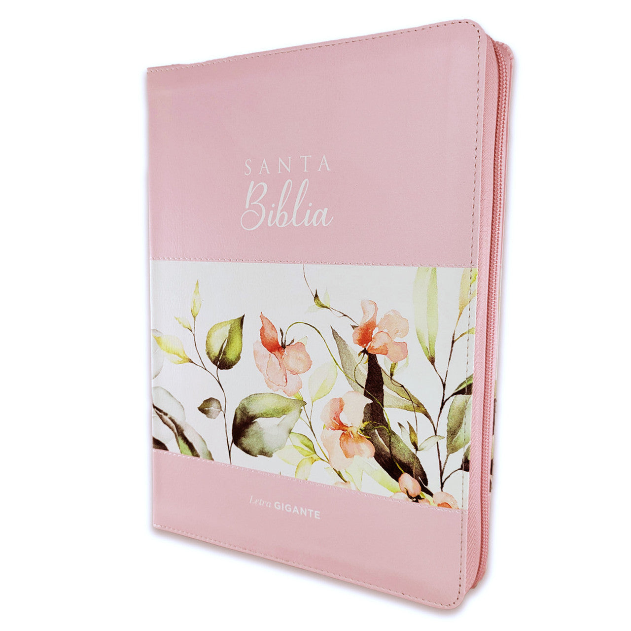 Biblia Con Cierre Letra Gigante RVR1960 Imit Piel Rosado Flo