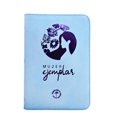 Biblia, Mujer Ejemplar, Color Azul, Letra Grande, Canto Plateado, Con Cierre, Tla