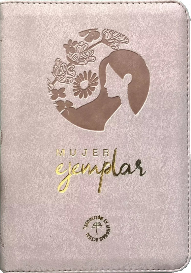 Biblia TLA066Lgzp Jr  Mujer Ejemplar  Rosa Canto Plateado