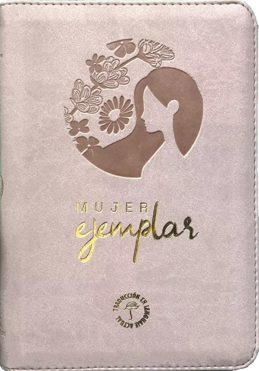 Biblia TLA066Lgzp Jr  Mujer Ejemplar  Rosa Canto Plateado