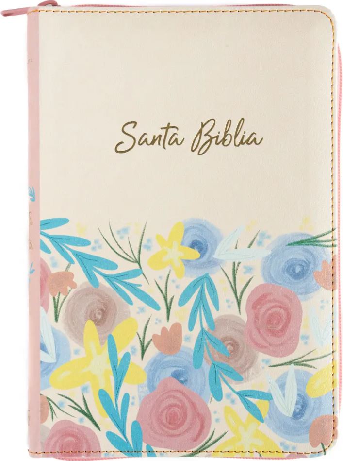 Biblia Manual L.G, Beige Flores, Cierre Indice, RVR60