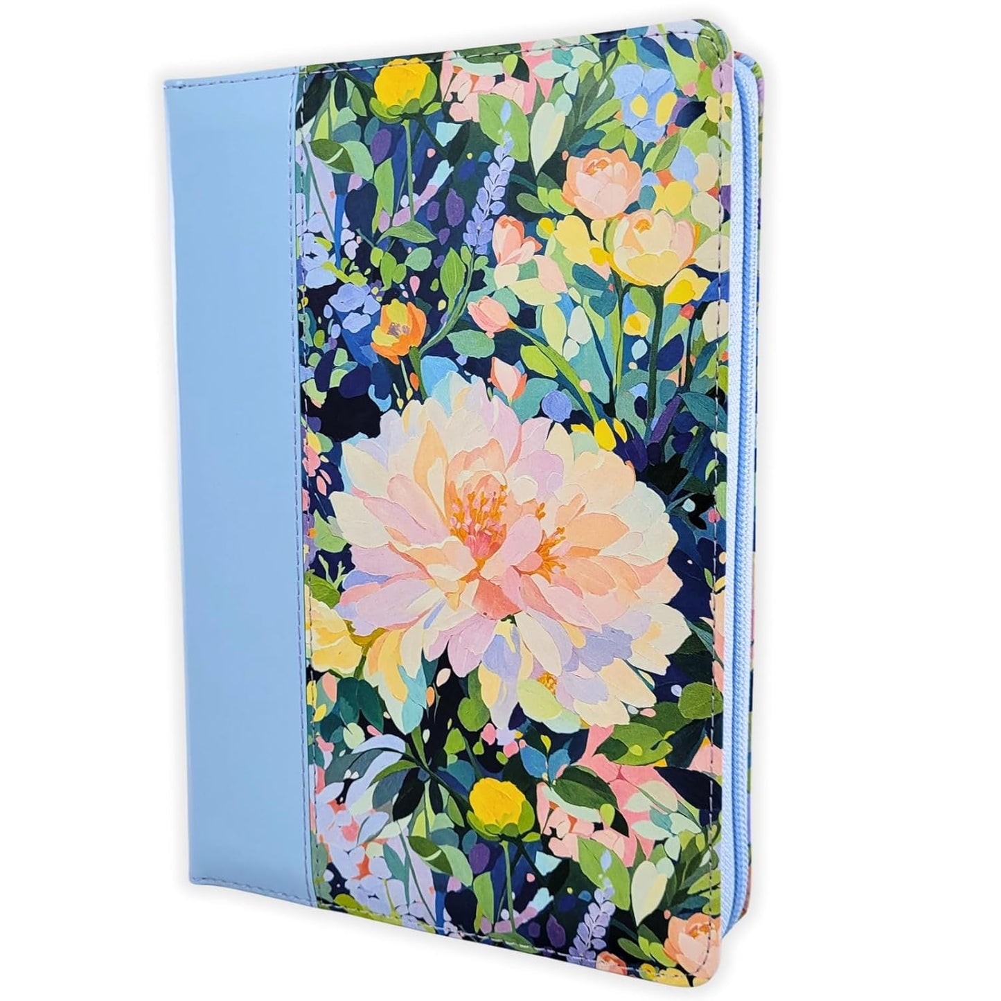 Biblia para Mujer Letra Gigante Manual 14 puntos, Imitacion piel celeste floral con indice, RVR1960