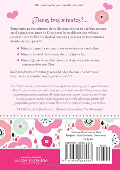Libro Devocional Devocionales De 3 Minutos Para Niñas