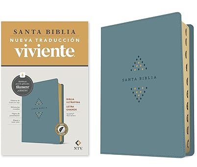 Biblia ultrafina, letra grande con Filament (SentiPiel, Azul sereno, Índice, Letra Roja), NTV