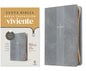 Biblia de referencia en la columna central, letra grande de zíper con Filament (SentiPiel, Gris, Letra Roja), NTV