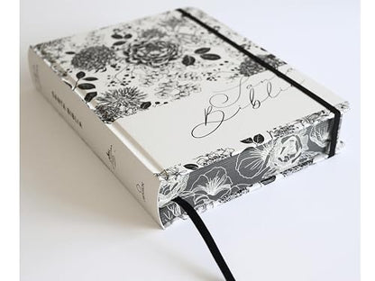 Biblia, Biblia De Apuntes, Tapa Dura, Blanco y Negro Con Flores, RVR1960