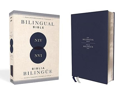 Biblia Bilingue, Azul Marino, Piel Especial - NVI