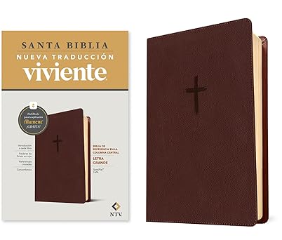 Biblia de referencia en la columna central, letra grande con Filament (SentiPiel, Café, Letra Roja), NTV