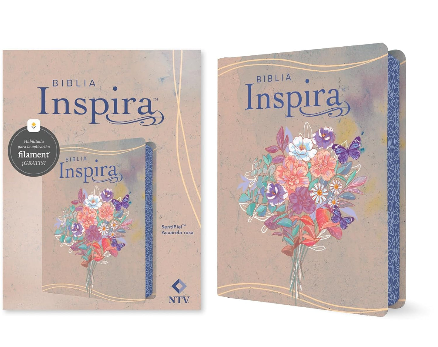 Biblia Inspira, Con Filament, Sentipiel Acuarela Rosa, NTV
