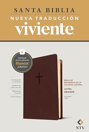 Biblia de referencia en la columna central, letra grande con Filament (SentiPiel, Café, Letra Roja), NTV