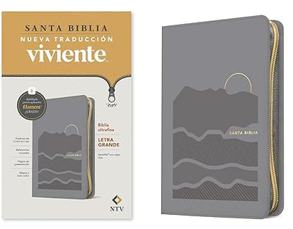 Biblia Ultrafina Ntv Letra Grande De Zíper Con Filament Sentipiel Gris