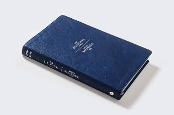Biblia Bilingue, Azul Marino, Piel Especial - NVI
