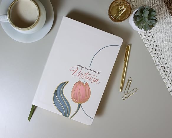 Biblia, Promesa Virtuosa, Letra gigante, Piel especial, Color Crema, RV60
