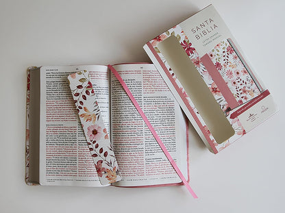 Biblia Letra Grande. Piel Rosada Con Flores, Tamaño Manual, RVR1960