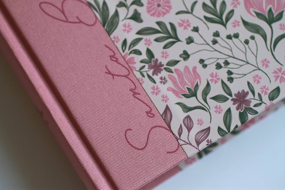 Biblia de Apuntes, (Piel Imitación), Tapa dura, Rosada con Flores, RVR1960