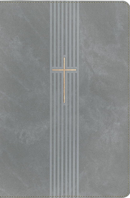 Biblia de referencia en la columna central, letra grande de zíper con Filament (SentiPiel, Gris, Letra Roja), NTV