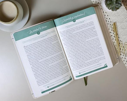 Biblia, Promesa Virtuosa, Letra gigante, Piel especial, Color Crema, RV60