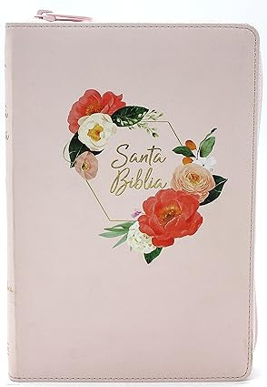 Biblia  Letra Grande, Tamaño Manual, Color Durazno Con Flores, Rvr 1960