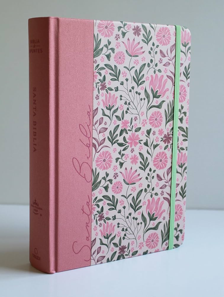 Biblia de Apuntes, (Piel Imitación), Tapa dura, Rosada con Flores, RVR1960