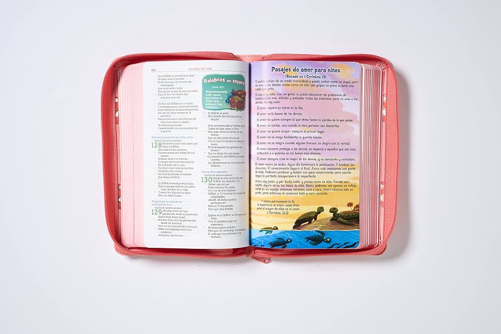Biblia Aventura, Interior a Color, Leathersoft, Coral, con Cierre, Comfort Print, NBLA