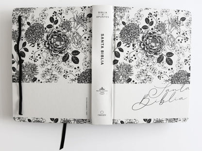 Biblia, Biblia De Apuntes, Tapa Dura, Blanco y Negro Con Flores, RVR1960