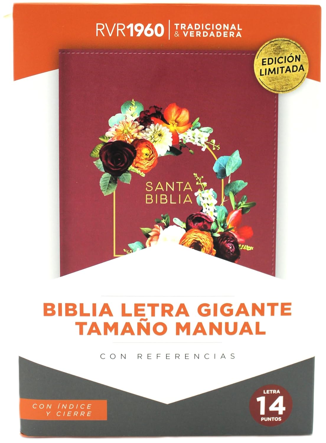 Biblia para Mujeres Letra Gigante, Tamano Manual. Con Cierre e Índice, Símil Piel, Granada Con Flores, RVR 1960