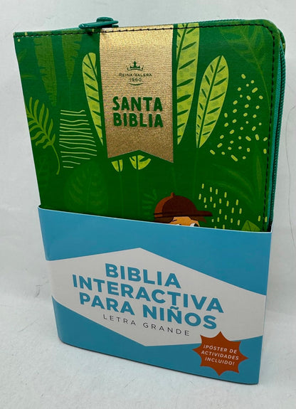 Biblia Interactiva Para Niños Letra Grande, Verde, RVR1960