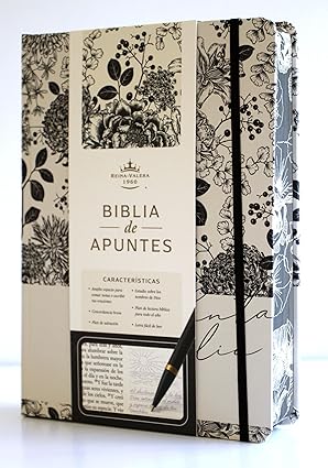 Biblia, Biblia De Apuntes, Tapa Dura, Blanco y Negro Con Flores, RVR1960