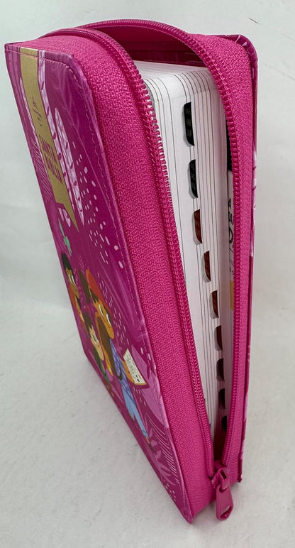 Biblia Letra Grande Rosa Para Niñas, Interactiva Símil Piel Con Cierre Indice, RVR1960