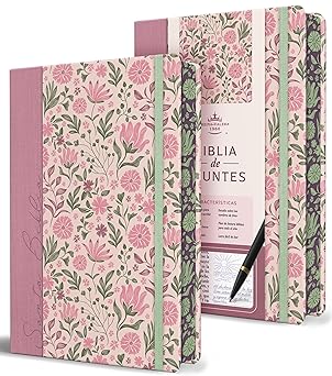 Biblia de Apuntes, (Piel Imitación), Tapa dura, Rosada con Flores, RVR1960