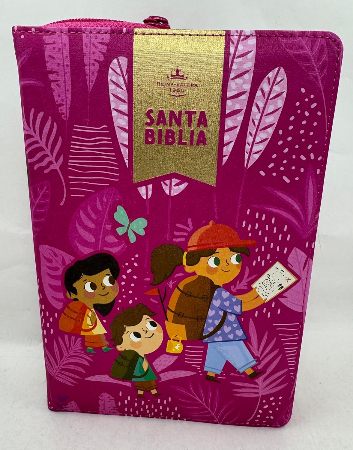 Biblia Letra Grande Rosa Para Niñas, Interactiva Símil Piel Con Cierre Indice, RVR1960