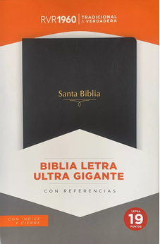Biblia Letra Súper Gigante Con Cierre, Imitación Piel Negro Con Índice - RVR1960
