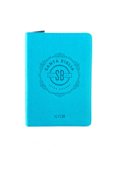 Biblia Compacta Letra Grande Con Cierre, Nvi- Turquesa